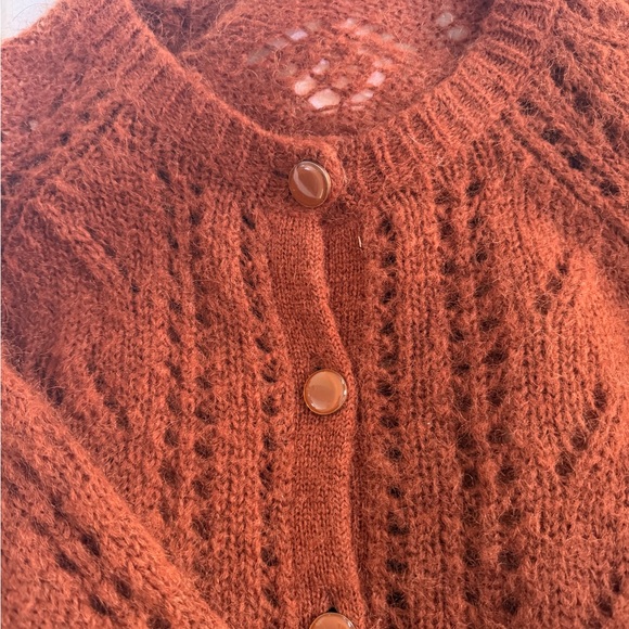 Sezane Burnt Orange Button-Front Knit Cardigan - Picture 6 of 6